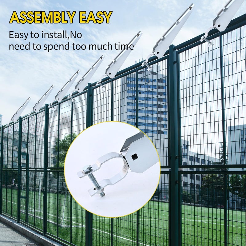 shengyi Barbed Wire Arm Extend Arm Barbed Wire for 1-3/8inch Hot-Dip Galvanized Steel Cornered Barbwire Arm Barbwire Arm Extensions for Chain Link Fence All Bolts Included Top Rail (5 pcs), silvery - Image 5
